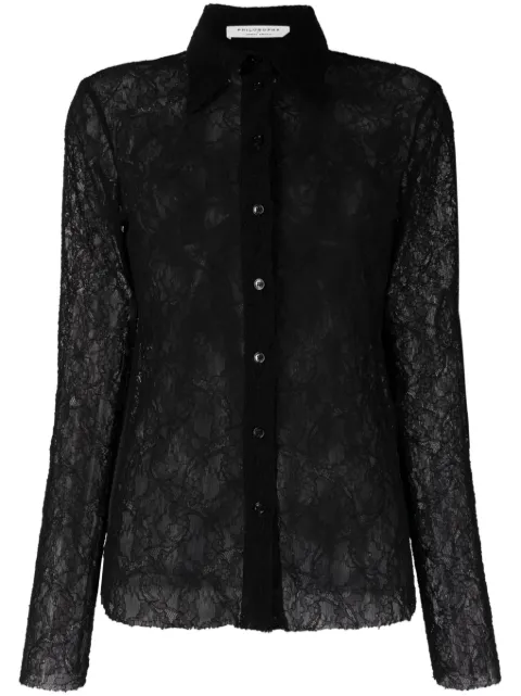 Philosophy Di Lorenzo Serafini semi-sheer lace shirt Black A02285734