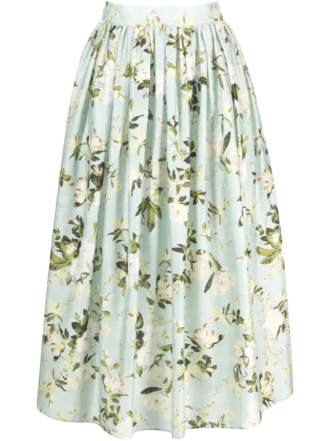 ERDEM floral-print pleated midi skirt Green VC234660MMGCP