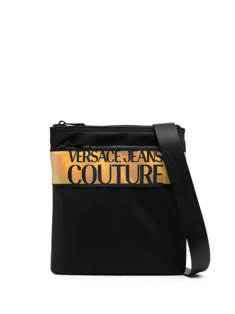 Versace Jeans Couture logo-print zip-fastening shoulder bag Black 75YA4B96ZS927
