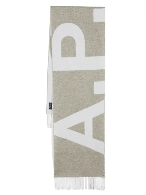 A.P.C. intarsia-knit logo scarf Green WOAOVM15176UBAE