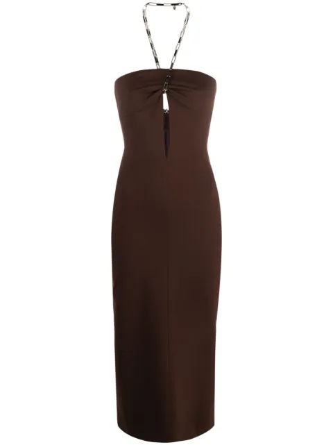 The Attico halterneck midi dress Brown 236WCW85RY02