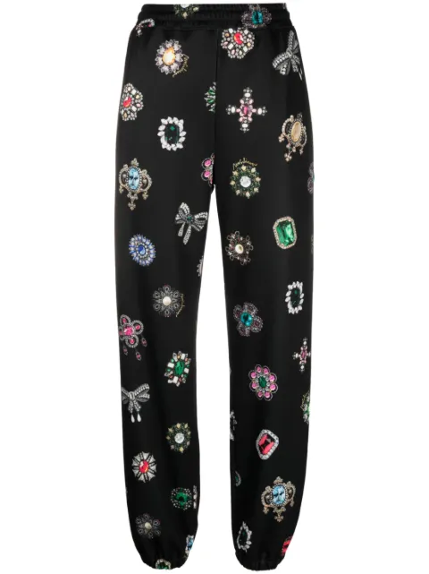 Moschino graphic-print straight-leg trousers Black A03285429