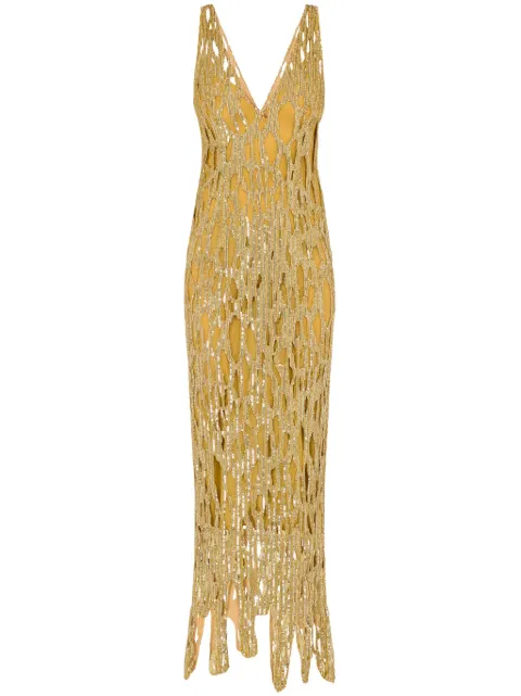 Moschino sequin-embellished sleeveless maxi dress Gold A04095464