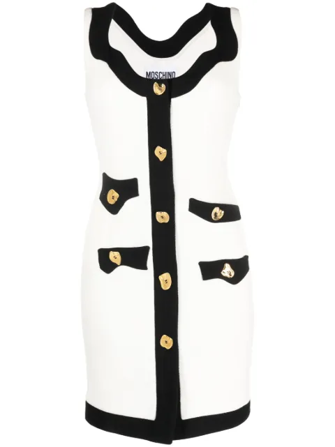 Moschino contrast-border sleeveless minidress White A04485417