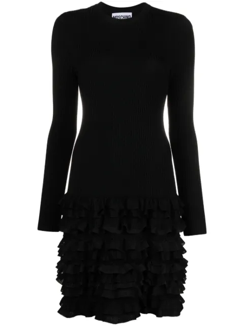 Moschino long-sleeve drop-waist dress Black A04945403