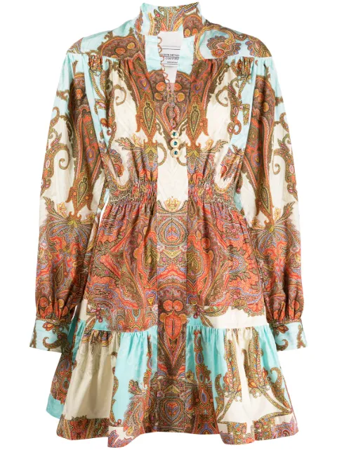 Forte Dei Marmi Couture paisley-print long-sleeve cotton dress Blue 23SF7616