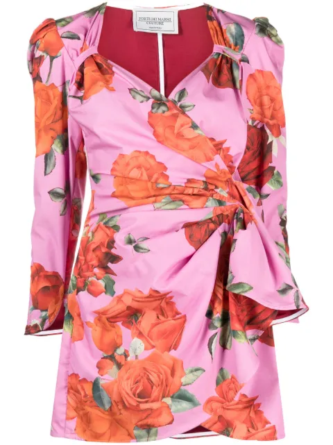 Forte Dei Marmi Couture floral-print drape-detail dress Pink 23SF7615