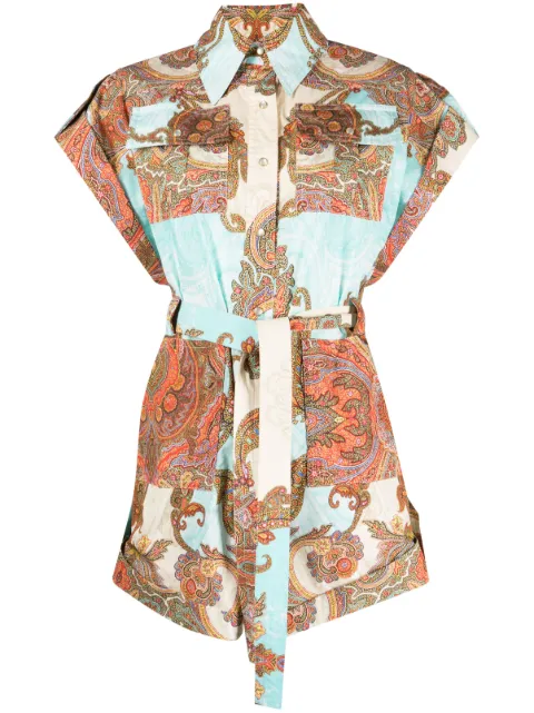 Forte Dei Marmi Couture patterned-jacquard cotton playsuit Blue 23SF7500