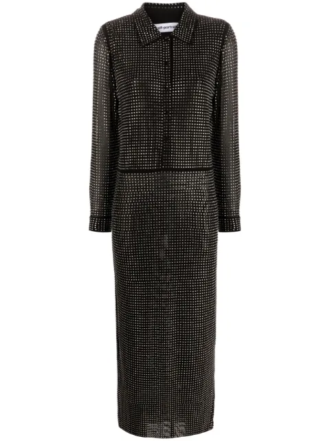 Self-Portrait embellished midi shirtdress Black PF23072MB