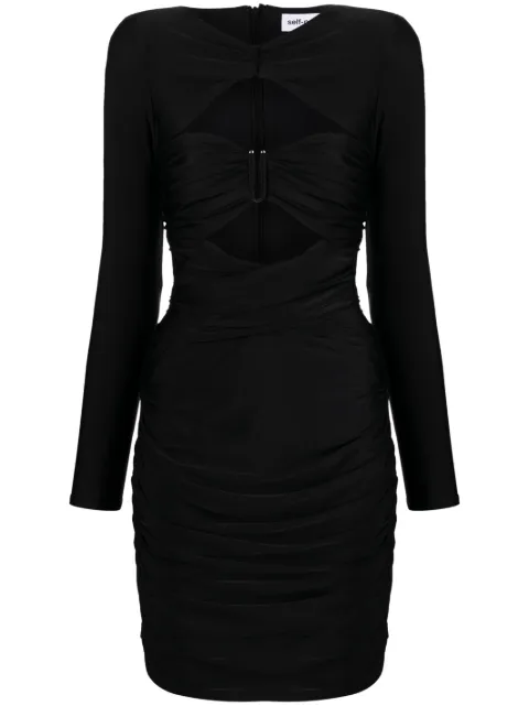 Self-Portrait ruched cut-out minidress Black PF23055SB