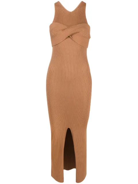 Nanushka twist-detail ribbed-knit dress Brown NW23PFDR00576
