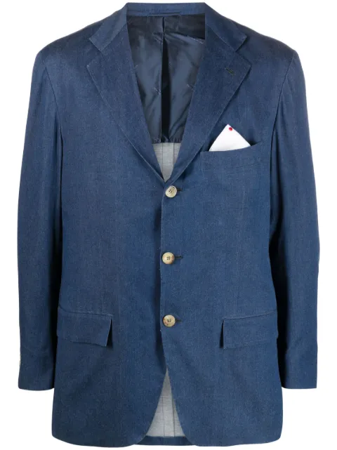 Kiton single-breasted blazer Blue UG89H084750