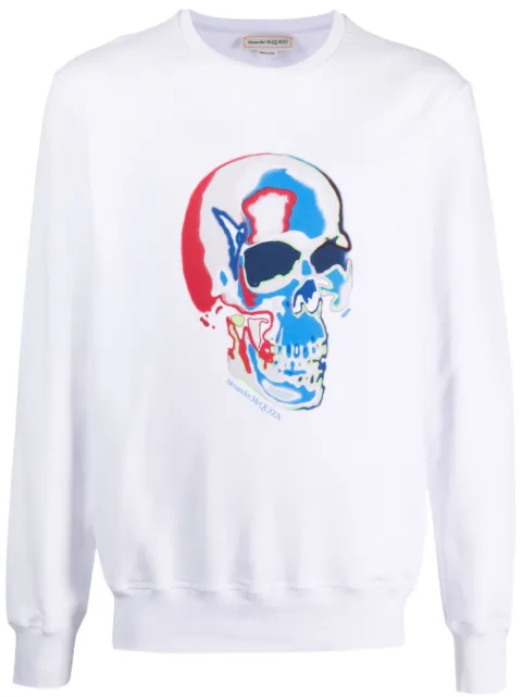 Alexander McQueen skull-print cotton sweatshirt White 750648QVZ03