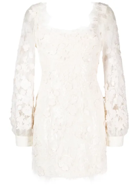 Elie Saab floral lace-embellished minidress White 15231