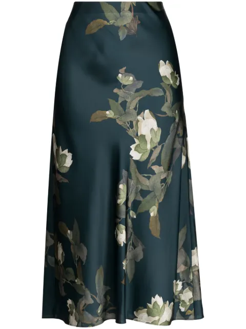 Vince floral-print high-waisted midi skirt Green V989730899