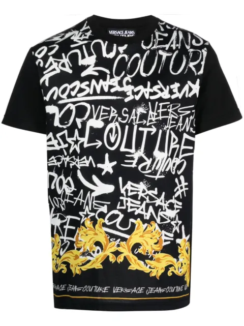 Versace Jeans Couture graffiti-print cotton T-shirt Black 75GAH6SGJS221