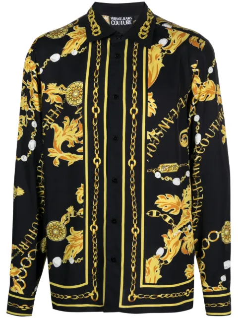 Versace Jeans Couture baroque-pattern long-sleeve shirt Black 75GAL2RCNS315