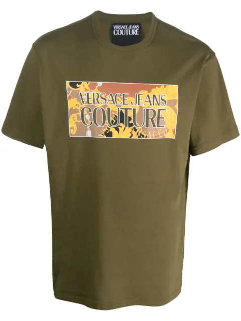 Versace Jeans Couture logo-print cotton T-shirt Green 75GAHE01CJ00E