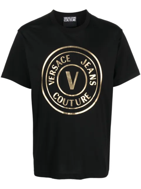 Versace Jeans Couture logo-print cotton T-shirt Black 75GAHT05CJ00T