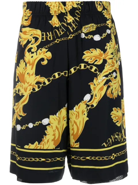Versace Jeans Couture Barocco-print drop-crotch shorts Black 75GAD107