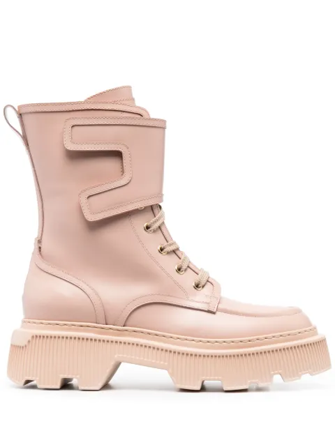 Santoni round-toe leather boots Pink WTCW70437NUDBUDYP24