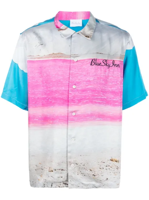 BLUE SKY INN abstract-pattern short-sleeve shirt Blue BS2302SH034