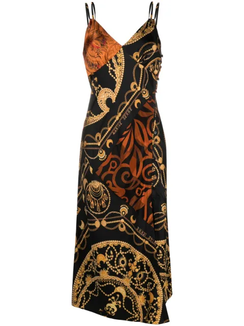 Marine Serre Ornament Jewelry-print regenerated-silk dress Black D183SS23WU