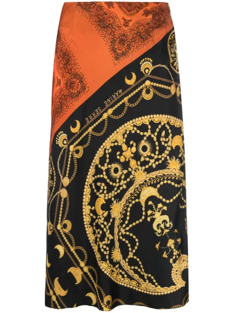 Marine Serre Ornament Jewelry silk skirt Black S082SS23WU