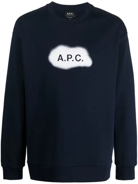 A.P.C. logo-print cotton sweatshirt Blue COEIPH27825
