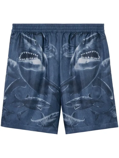 Burberry shark-print silk shorts Blue 8071937
