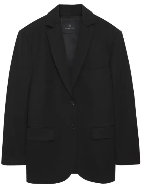 ANINE BING Quinn single-breasted wool blazer Black A017073001