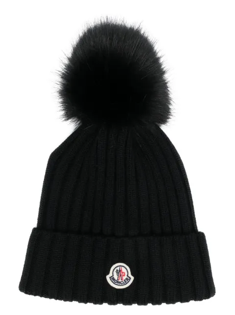 Moncler logo-appliqué ribbed-knit beanie Black J10933B00013A9327