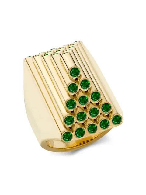 Pragnell 18kt yellow gold Pyramid Sculptural emerald cocktail ring Gold F0664