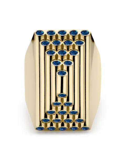 Pragnell 18kt yellow gold Pyramid Sculptural sapphire cocktail ring Gold F0666