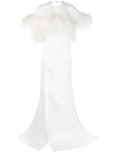 The Attico feather-trim cut-out gown White 236WCW91E020F001