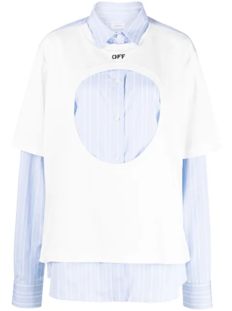 Off-White Meteor layered cotton shirt Blue OWGE012F23FAB0010140