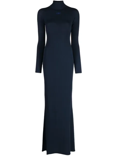 Off-White long-sleeve funnel-neck dress Blue OWHI097F23KNI0014745