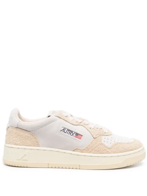 Autry logo-patch panelled leather sneakers White AULWSH02SUEDEHAIRECRU