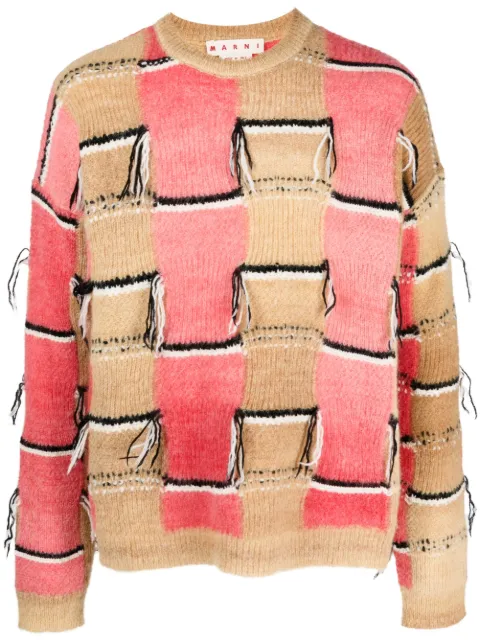 Marni intarsia-motif mohair-blend jumper Neutrals GCMG0334Q0UFP402