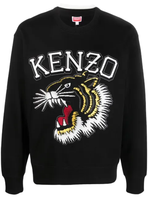 Kenzo Varsity Jungle logo-embroidered cotton sweatshirt Black FD65SW0494MF