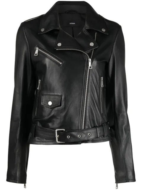 Arma zip-up leather biker jacket Black 007L23107002
