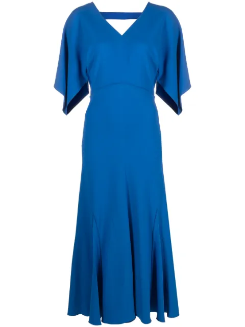 Victoria Beckham draped-sleeve midi dress Blue 1323WDR004873B