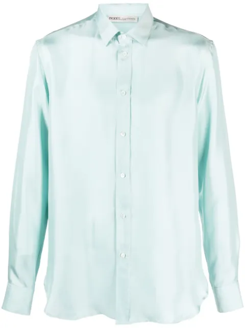 MODES GARMENTS buttoned silk shirt Blue MGSHIRT