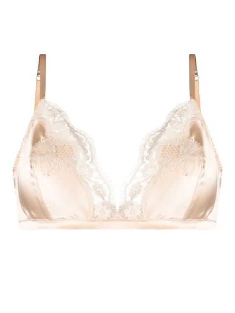 Dolce & Gabbana lace-appliqué silk-blend triangle bra Neutrals O1A01TONO13