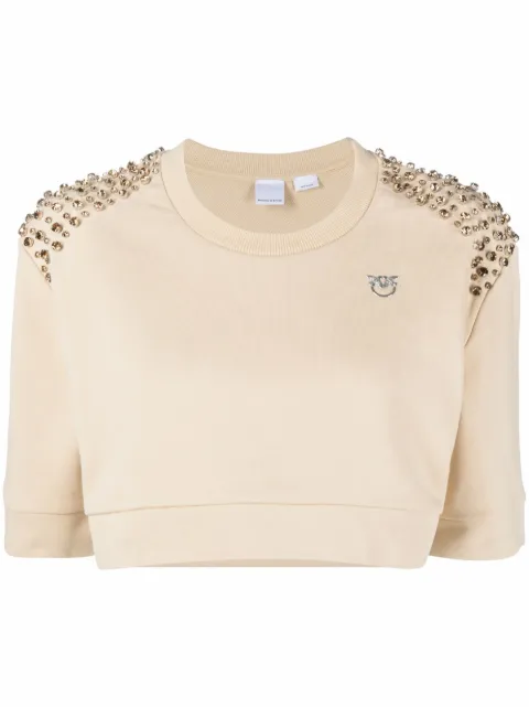 PINKO embellished cropped sweatshirt Neutrals 100374A0L7