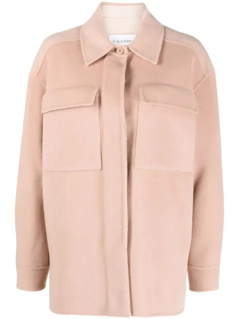 Calvin Klein spread-collar wool shirt jacket Pink K20K205856