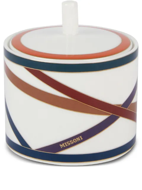 Missoni Home Nastri graphic-print sugar pot White MHPNMC10