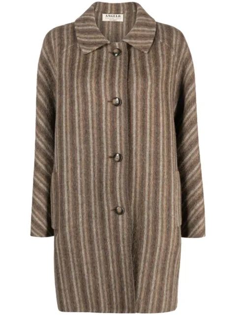 A.N.G.E.L.O. Vintage Cult 1960s striped wool midi coat Brown ANG600BG