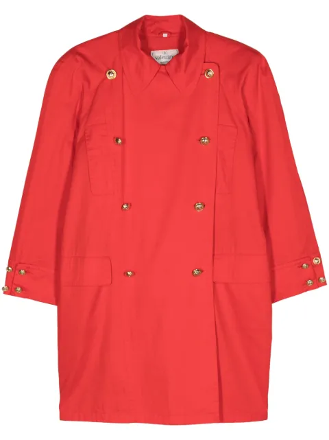 Valentino Garavani Pre-Owned 1980s VLogo-engraved trench coat Red VAG600RF