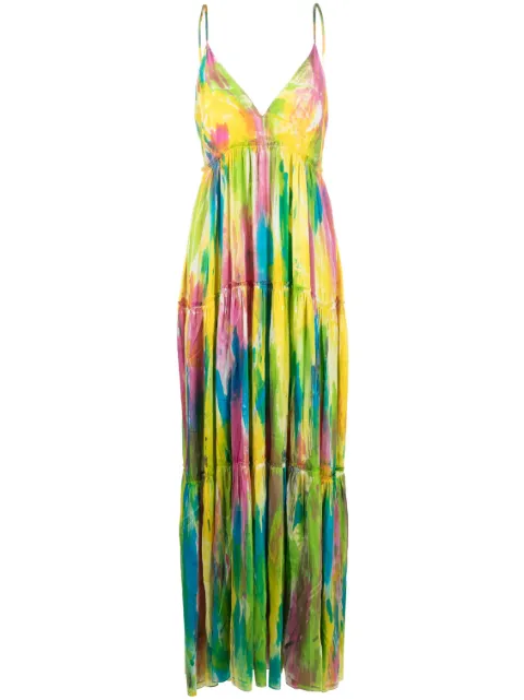 Avant Toi painterly-print silk long dress Yellow D2235